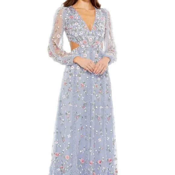 Mac Duggal | Dresses | Mac Duggal Periwinkle Blue Embroidered Long Illusion Sleeve Sheath Gown | Poshmark Mac Duggal | Dresses | Mac Duggal Periwinkle Blue Embroidered Long Illusion Sleeve Sheath Gown | Poshmark